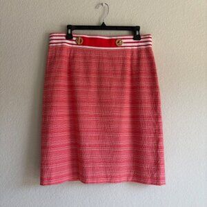 Antonio Melani Red White Nautical Straight High Rise Pencil Skirt Women's Sz 12